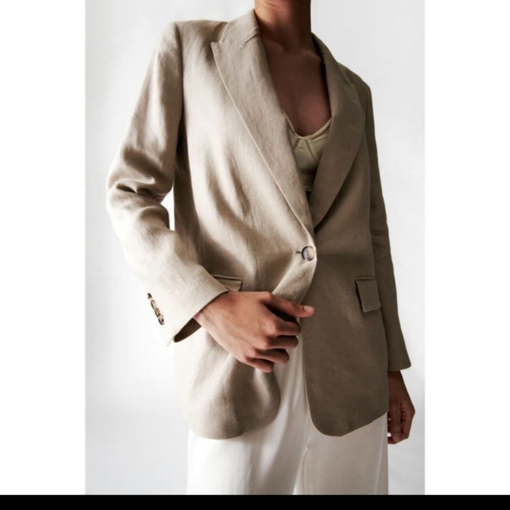 Zara Straight Cut Linen Blazer